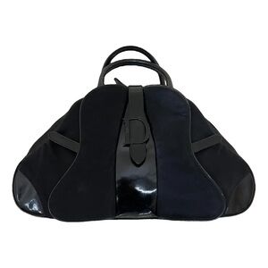Black Patent Leather Dior Saddle Bowler Bag